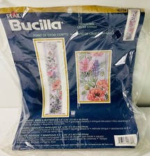 Bucilla NewCounted Cross St Kit Flowers Birds  Butterflies 4.5x26 CompletePlaid