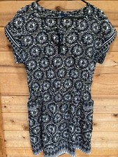 Women's size M GAP Dress Short Sleeve Elastic Waist Black/Brown/Beige