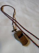 VINTAGE BRASS MILITARY WHISTLE WWII ERA ARMY COLLECTIBLE MADE IN U.S.A.W/ CORD