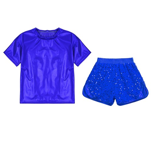 Kids Sportswear Exercise Sets Party Qutfit Sequins Activewear Round Neck Sports - Picture 16 of 74