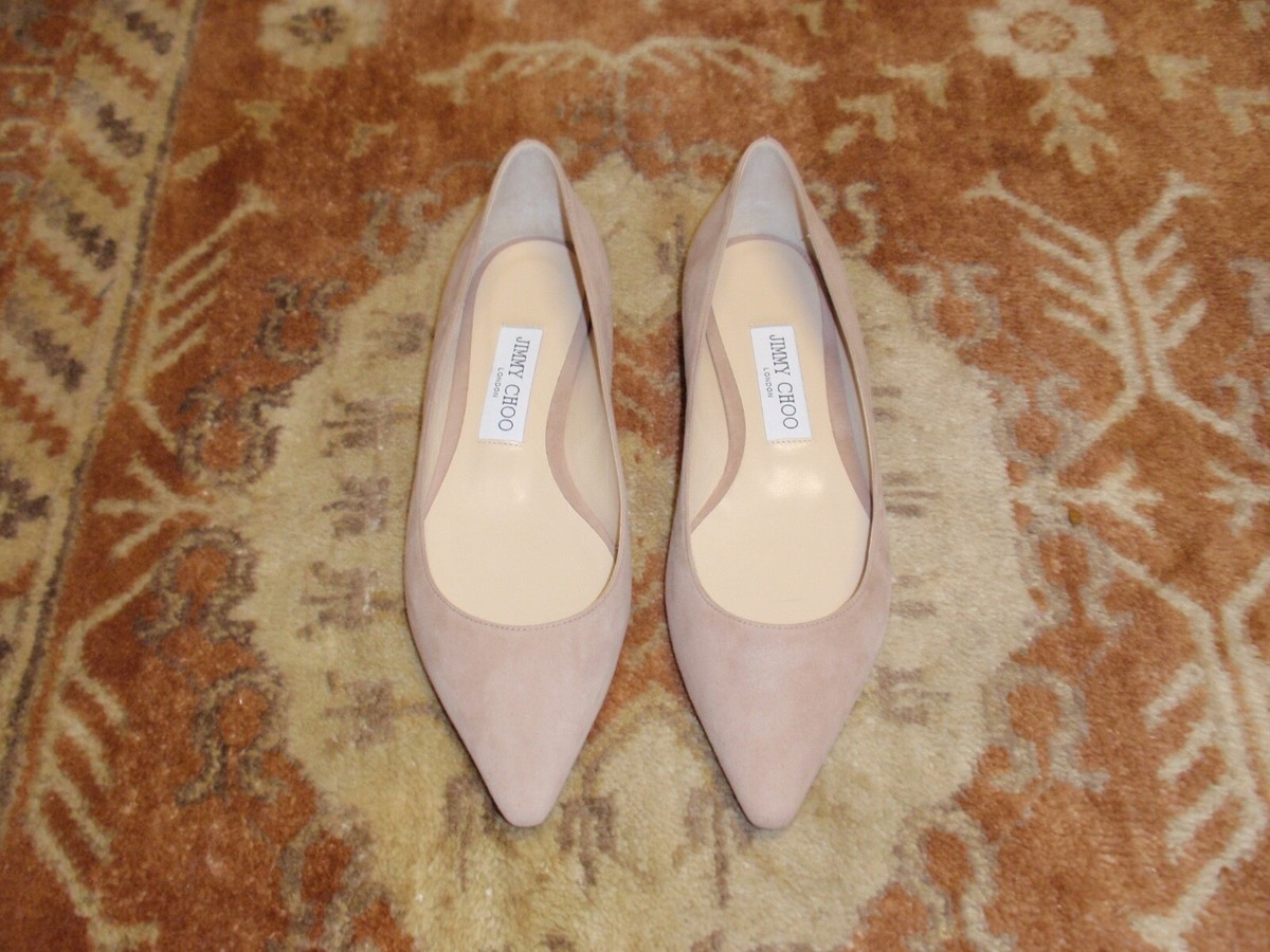 Jimmy Choo Romy Ballet Pink Suede Flat Shoes 37.5 New In Box | eBay