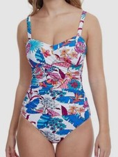  150 Profile by Gottex Women's White Bohemian Gypsy One Piece Swimsuit Size 8D