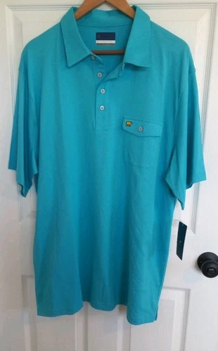 Men's Jack Nicklaus Golf Polo Shirt XXL Bear On Pocket Scuba Blue NWT