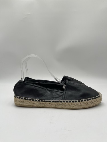 YSL Saint Laurent Monogram espadrille in black lambskin leather Size 39
