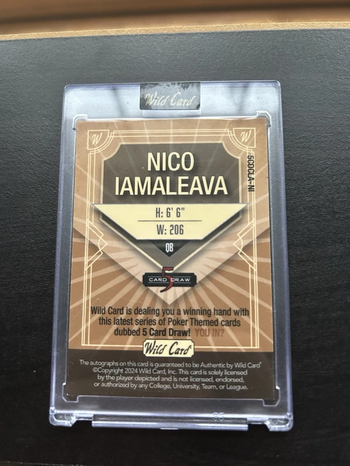 2024 Wild Card 5 Card Draw Nico Iamaleava Auto /2 - Image 2 of 2