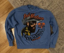 Post Malone F-1 Trillion Crewneck Sweatshirt Mens L Blue U.S. Tour 2024