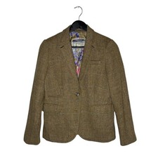 Joules Bronte Tweed Wool Country Hacking Riding Blazer Jacket Size UK 12 Brown