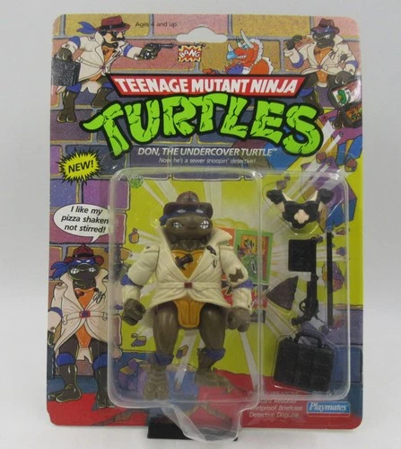 TMNT Don Undercover Turtle 1990 Playmates MOC Sealed Vintage Action Figure