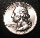 1949 UNC CHOICE BU  SILVER WASHINGTON QUARTER