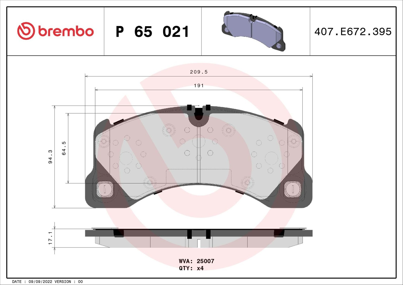 Plaquettes de frein Brembo P 65 021 pour trajets quotidiens SUV et berlines
