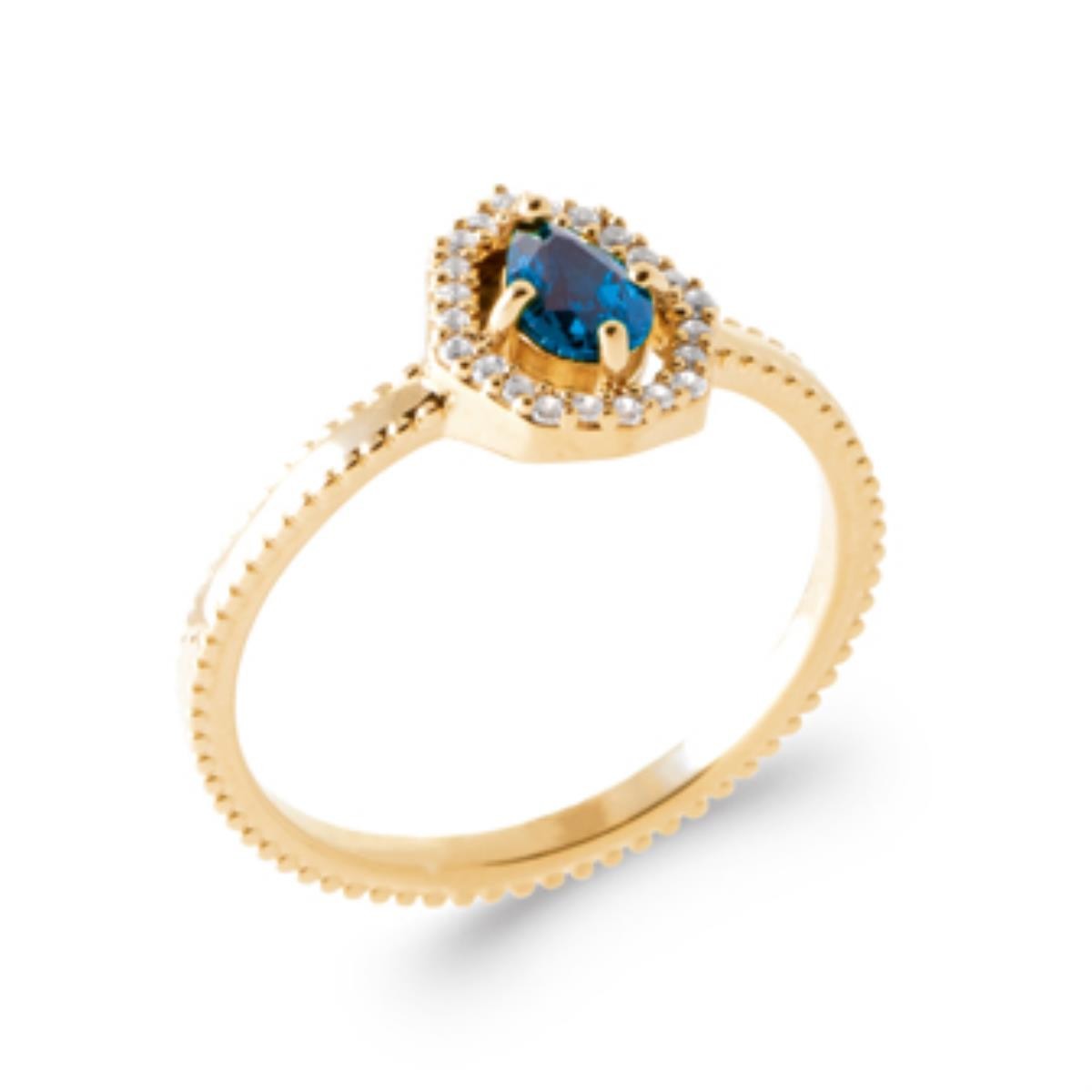 Bague goutte zirconium plaqué or taille 56 pour look de soirée