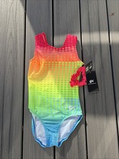 NWT GK Elite Gymnastics Leotard CL Child  s Large With Hair Scrunchie