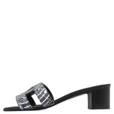 HERMES Sandals Oasis Calfskin  Black x white #34 Black and white Astrology