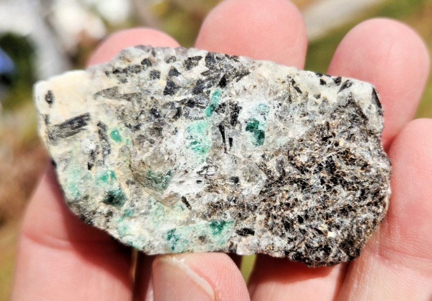 Emeralds in matrix, Crabtree Emerald Mine, Spruce Pine, N. Carolina  71 gr  2.5"