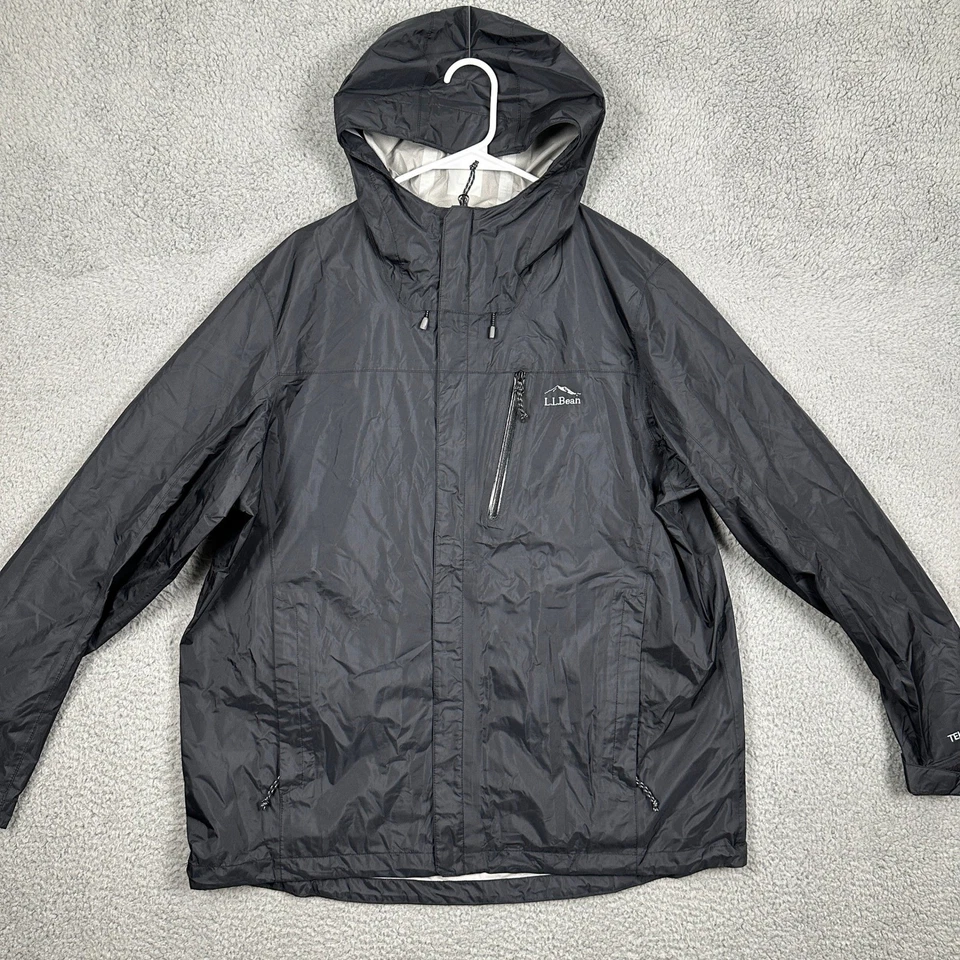 L.L. Bean Jacket Impermeable Para Hombres XL Negro Cremallera Completa Sudadera con Capucha Impermeable Ligero Foto 3 de 4