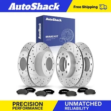 Front Rear Drilled Slotted Brake Rotors Ceramic Pads for Ford F-250 Super Duty