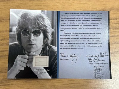 John Lennon Hair Strand Lock Relic Collectible Beatles Yoko Imagine Unsigned