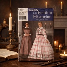 VTG Simplicity 7212 UNCUT Fashion Historian Dress Pattern RR 14  20 Civil War
