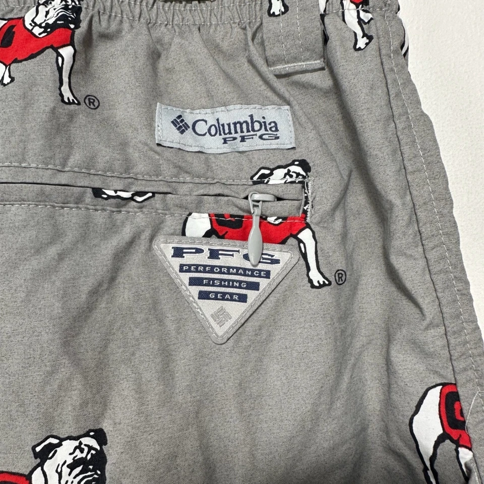 Georgia Bulldogs Columbia PFG Swim Trunks Shorts Men Medium Gray All Over Print - Image 2 of 4