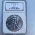 1991 American Silver Eagle Coin - NGC MS69