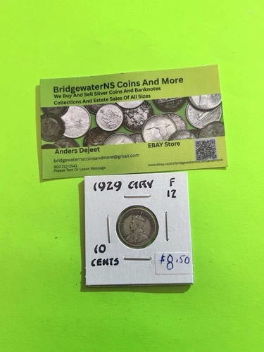 1929 Canadian Silver 10 cent Coin King George V .8 Silver Dime Trending At $7.5