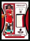 2023-24 PANINI IMMACULATE SCOOT HENDERSON RC RED 3-CLR PATCH BLAZERS ROOKIE #/25