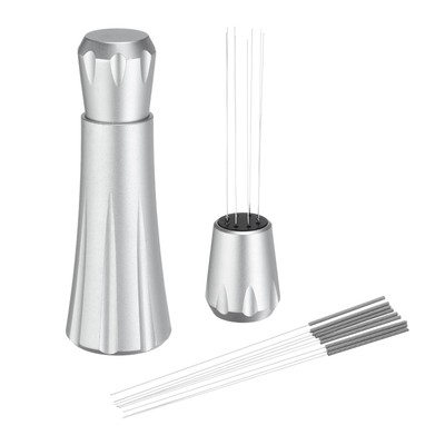 8 Pins Coffee Distributor with 10 Extra Needle and Stand, Silver