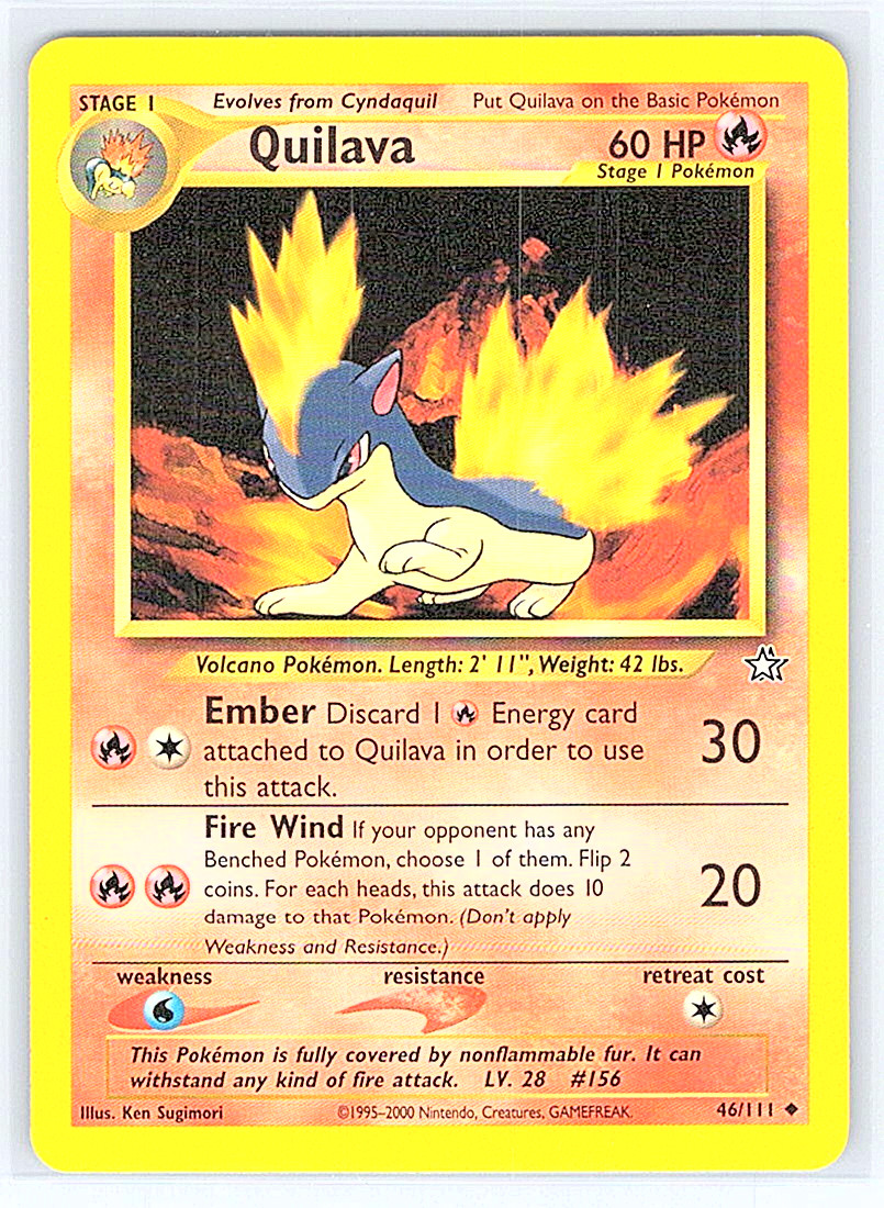 Quilava 46/111 Neo Genesis NM or LP Pokemon Card