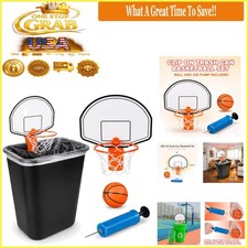 Mini Basketball Hoop Trash Can Set with Inflatable Ball  Pump Kids Office