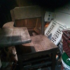 Antique Cast Iron & Wood School Desk with Swivel Chair — listing 5