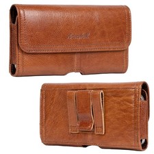 - Leather Phone Holster Cell Phone Belt Holder with Clip for Large iPhone Plu...