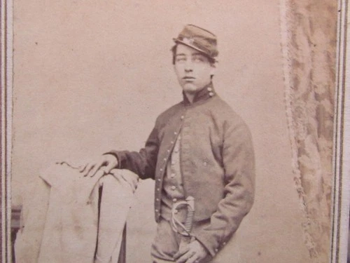 possible Massachusetts young Civil War Cavalry soldier & sword cdv photograph