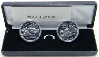 Lettland 2 x 2 5 Euro Silber Gedenkmünzen 2017 Eduards Veidenbaums PP / Proof