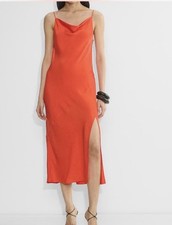 NWT ASTR The Label Red/Orange Cowl Neck Midi Dress Medium