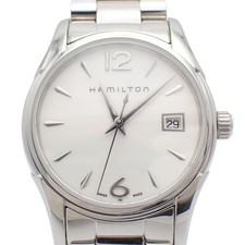 Used Hamilton Jazzmaster Lady Quartz Ladies Watch White Dial Genuine SS Belt