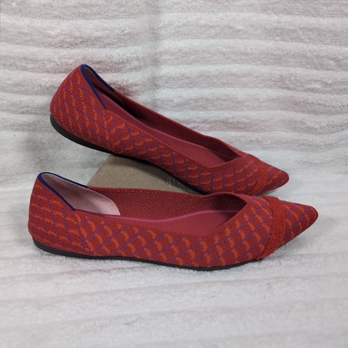 Rothy's The Point Pomegranate Red Sz 9.5 Ballet Flat Shoes Limited Retired Grid - Picture 3 of 8