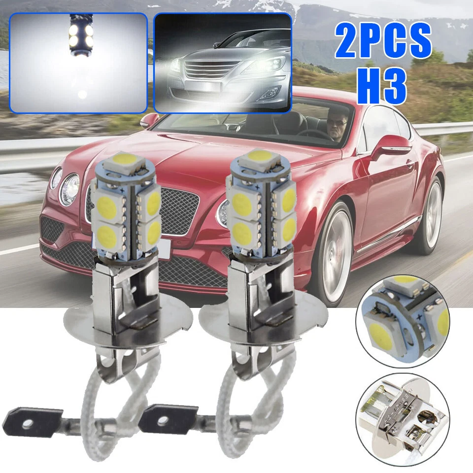 2Pcs H3 5050 Bright White 9 LED Headlight Bulbs Car Fog Light Bulbs Lamp DC12V - Image 4 of 4