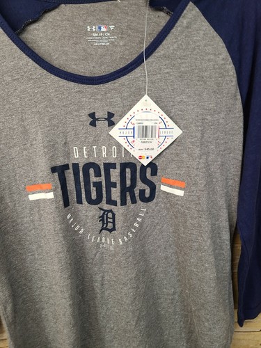 UNDER ARMOUR Detroit Tigers Logo Baseball Blue T-Shirt Womens Sz S New #B28 - Picture 4 of 4