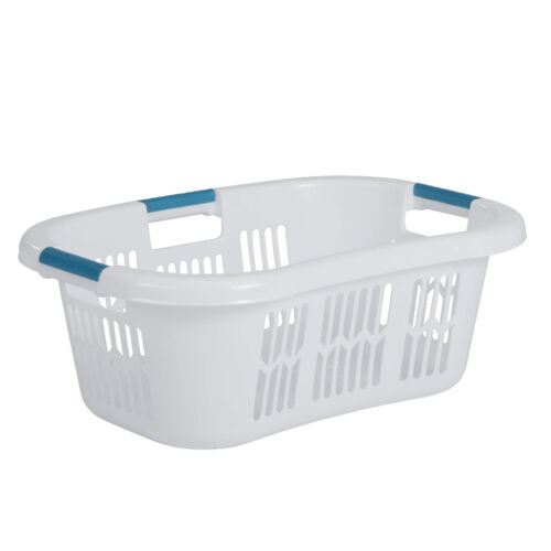 Rubbermaid 2.1 Bushel Large Hip-Hugger Portable Plastic Laundry Basket, White - Picture 1 of 8