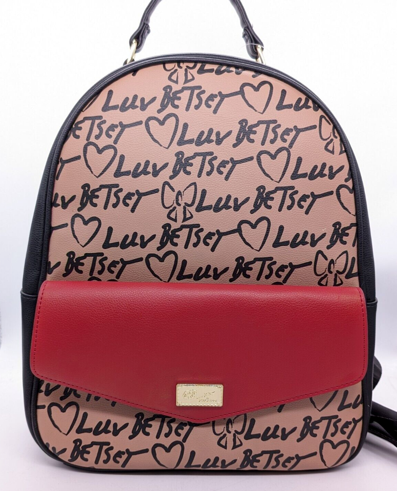 Betsey Johnson Luv Betsey Pink/Black Backpack NEW Shop Betsey Johnson Luv Betsey LBDana Backpac – Luggage Factory main image 3