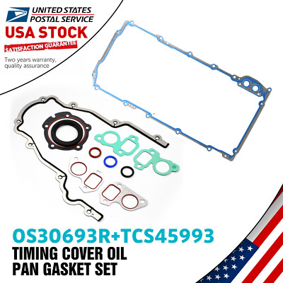 New Timing Chain Cover, Water Pump Gaskets & Main Seal For GM LS1 4.8L 5.3L 5.7L