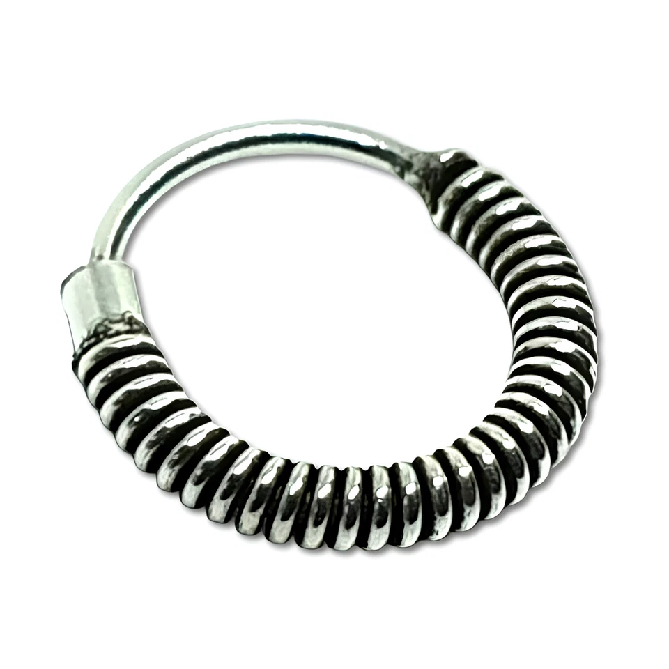 Anello Naso Spirale Bobina Argento Sterling 925 Cerchio Setto Daith Piercing ... - Immagine 3 di 4