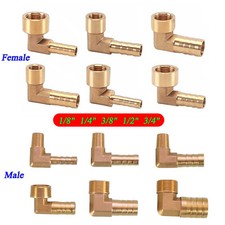 BSP 1/8" to 3/4" Thread Fittings 6-25mm Hose Tail End Barb Connector Elbow Brass