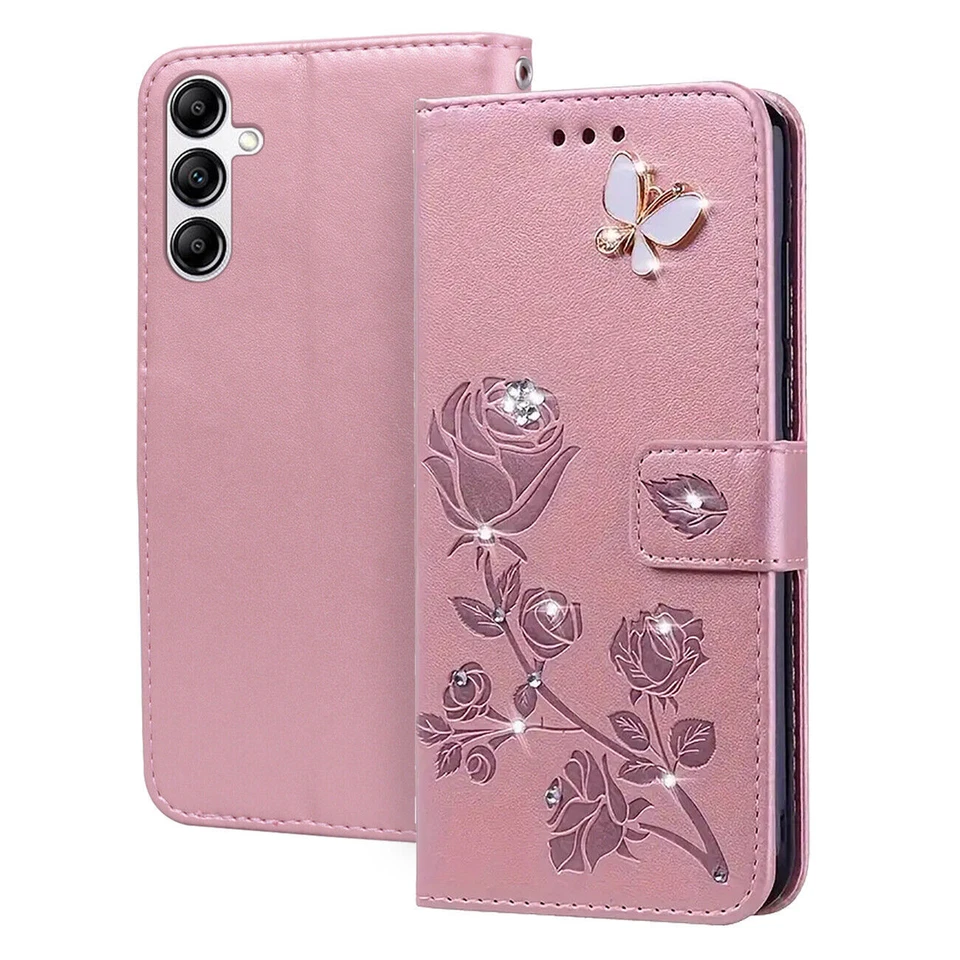 Rose Flip Diamond Flower Wallet Phone Case For Huawei Y6S Y9S Y5 Y6 Y7 2019 Y5P - Image 3 of 4