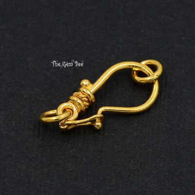 8.8mmx17.8mm 18k Solid Gold Large Fancy Hook Clasp Finding With Safety Lock