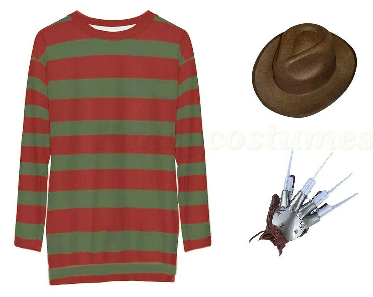 Para Hombres Freddy Disfraz Saltador Guante Sombrero Adulto Halloween Elegante Vestido Disfraz