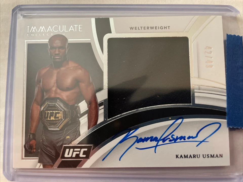 2022 Panini Immaculate UFC Kamaru Usman Worn Relic  Autograph ON CARD Auto /49 - Image 3 of 4