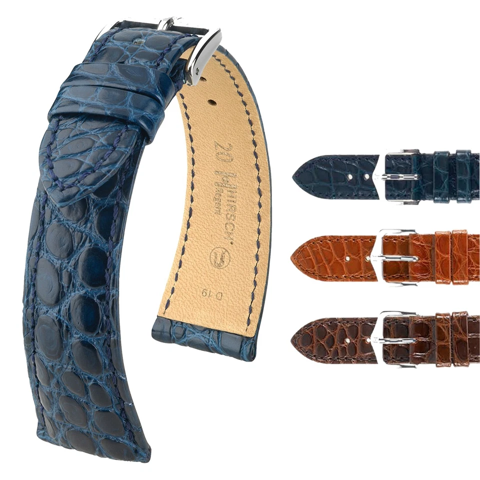 Correa de reloj Hirsch Regent Alligator - Hebilla de acero inoxidable + Batería adicional Foto 3 de 4