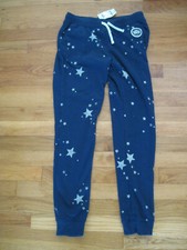 New OshKosh Girls 12 yr Blue Silver Stars Sweatpants Drawstring Pants Joggers