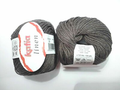 LINEN KATIA 53% Baumwolle 47% Leinen Strickgarn Linen Lin Hør Flax 23 Stahlgrau